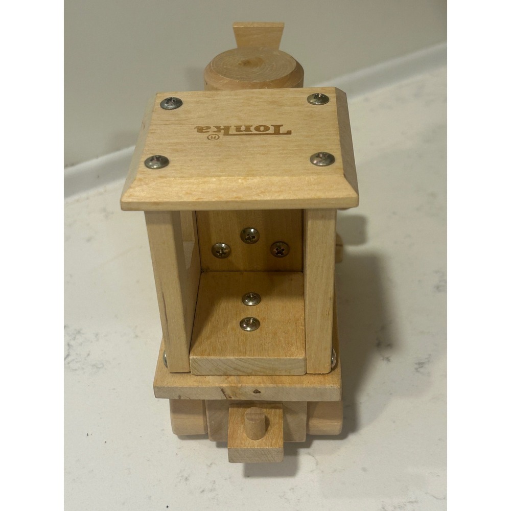 Tonka Wooden Steam Engine‎ Locomotive Toy Train Natural Wood Rolling Wheels - Picture 3 of 5